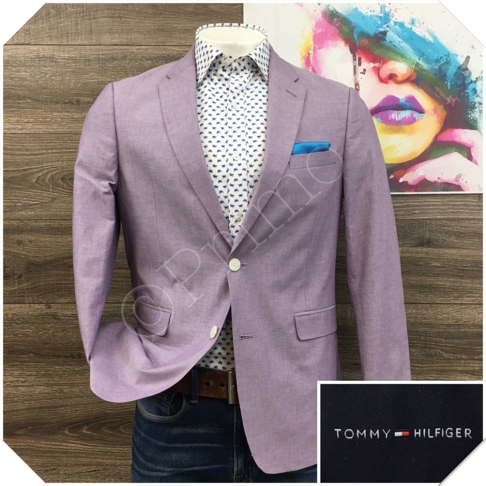 TOMMY HILFIGER Mens Cotton Blazer Sport Coat Casual Jacket Size 40R Classic Suit